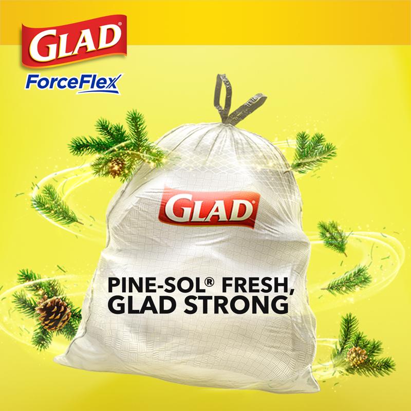 Glad ForceFlex 13 gal Pine Scent Kitchen Trash Bags Drawstring 40 pk 0.72 mil