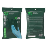 X3 Nitrile Disposable Gloves One Size Fits Most Blue Powder Free 10 pk
