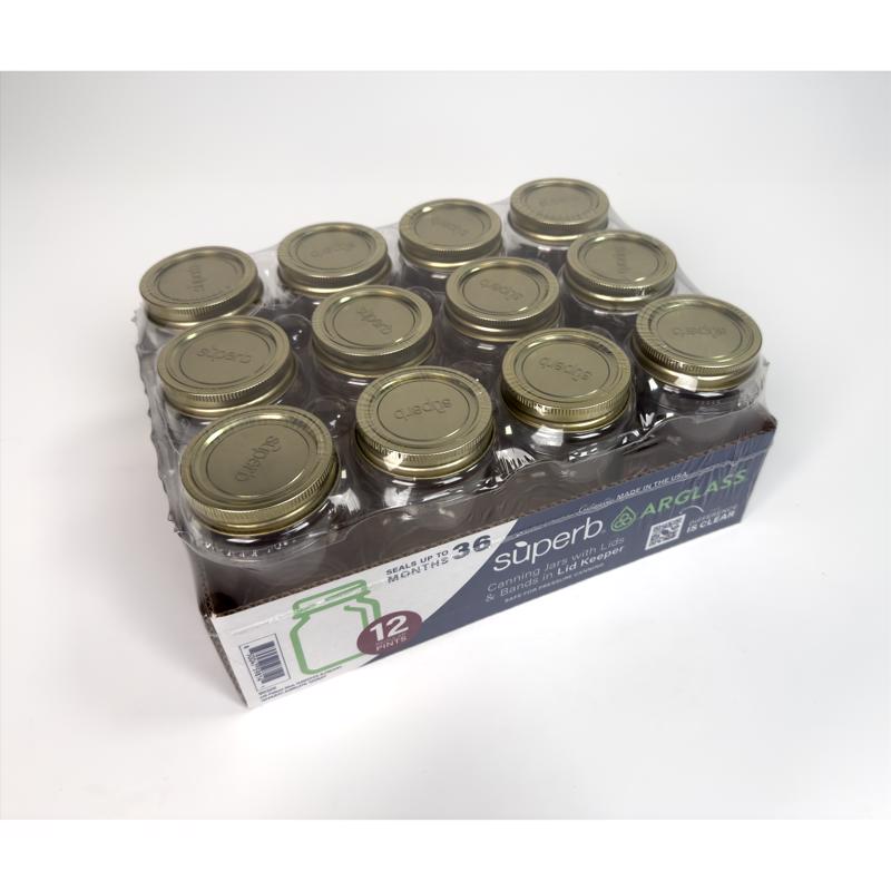 Superb Regular Mouth Canning Jar 16 oz 12 pk