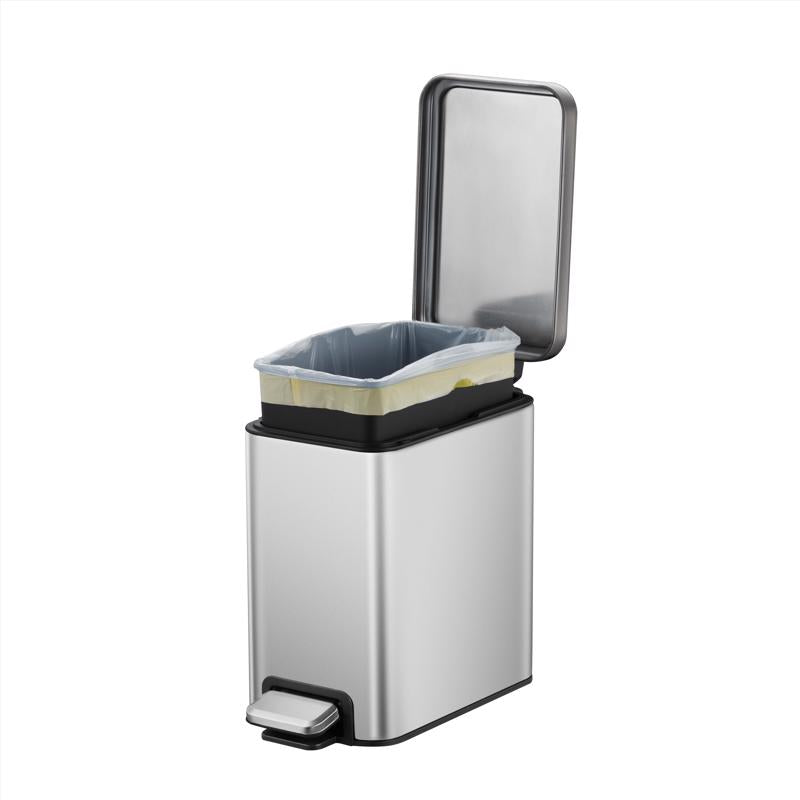 EKO Stella 2.6 gal Silver Stainless Steel Step Pedal Trash Can