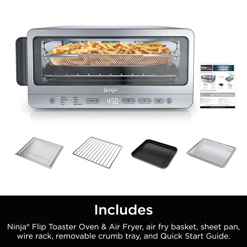 Ninja Metal Black/Silver Toaster Oven w/Air Fry 8 in. H X 17 in. W X 16 in. D