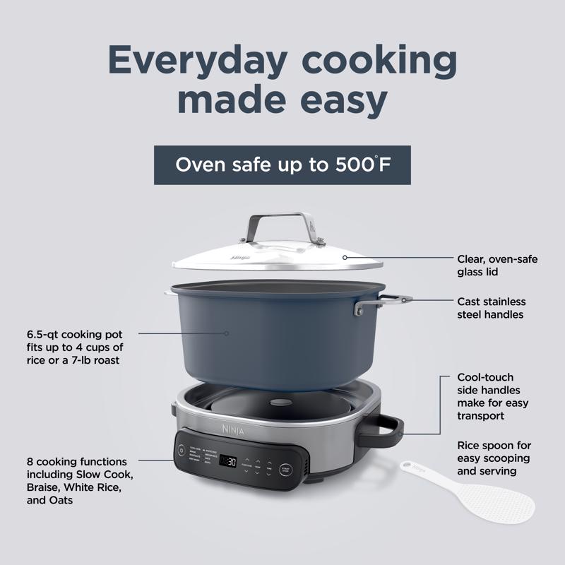 Ninjna 6.5 qt Gray Stainless Steel Multi-Cooker