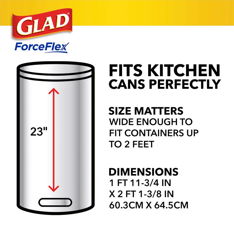 Glad Force Flex 13 gal No Scent Scent Kitchen Trash Bags Drawstring 100 pk 0.72 mil