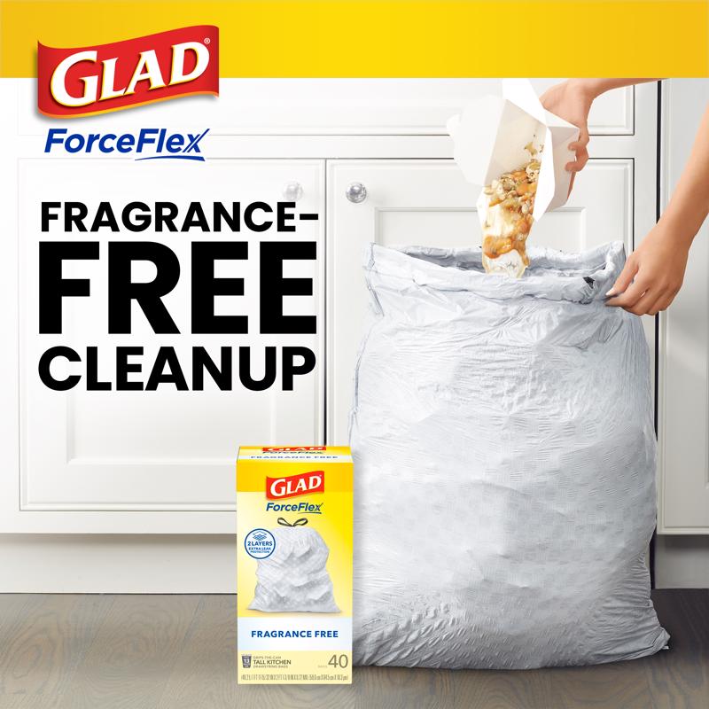 Glad Force Flex 13 gal No Scent Scent Kitchen Trash Bags Drawstring 100 pk 0.72 mil