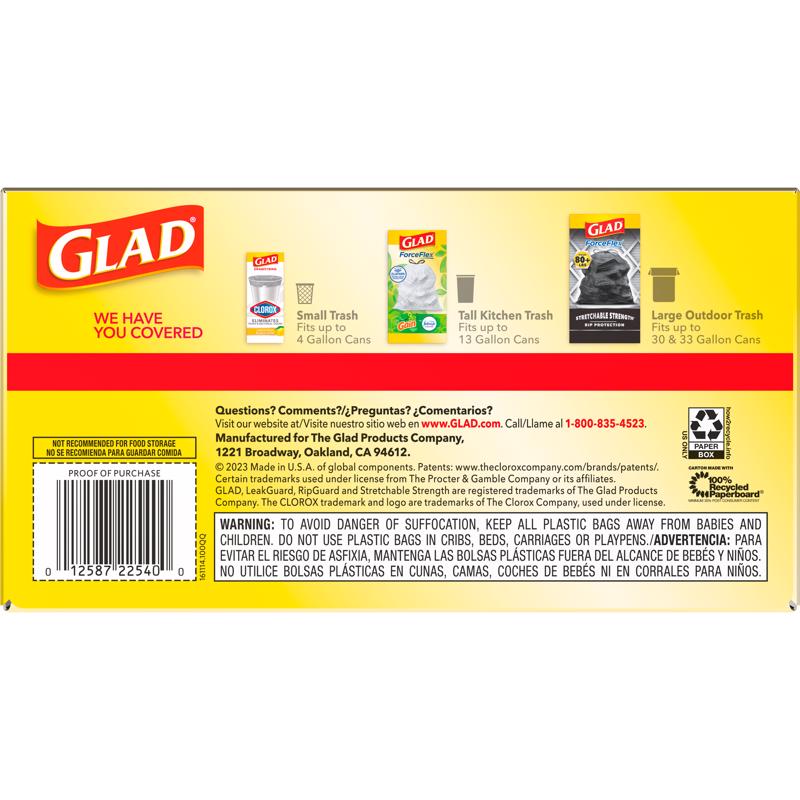 Glad Force Flex 13 gal No Scent Scent Kitchen Trash Bags Drawstring 100 pk 0.72 mil