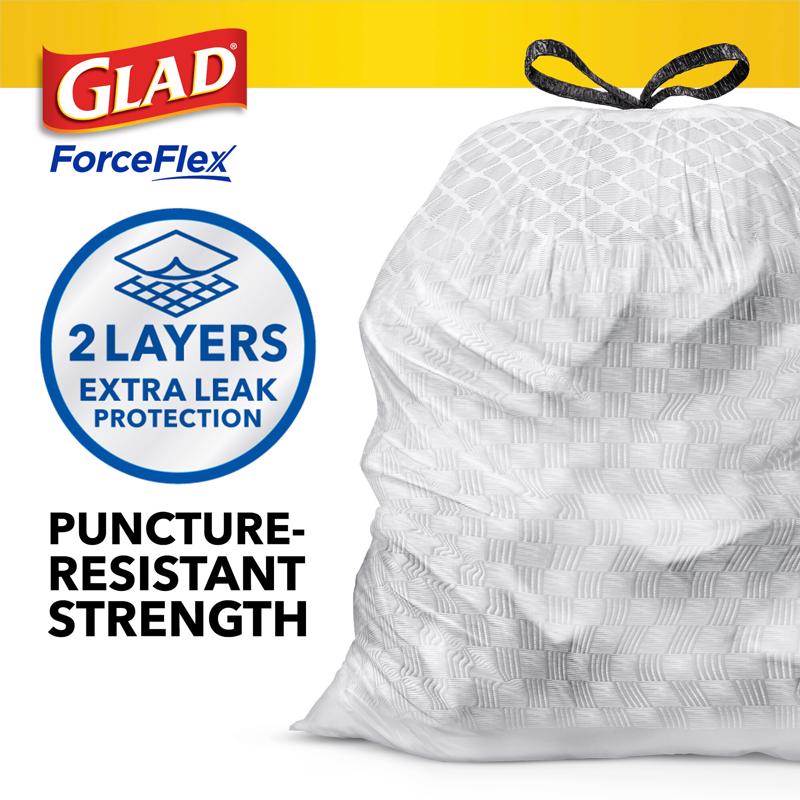 Glad Force Flex 13 gal Kitchen Trash Bags Drawstring 40 pk 0.72 mil