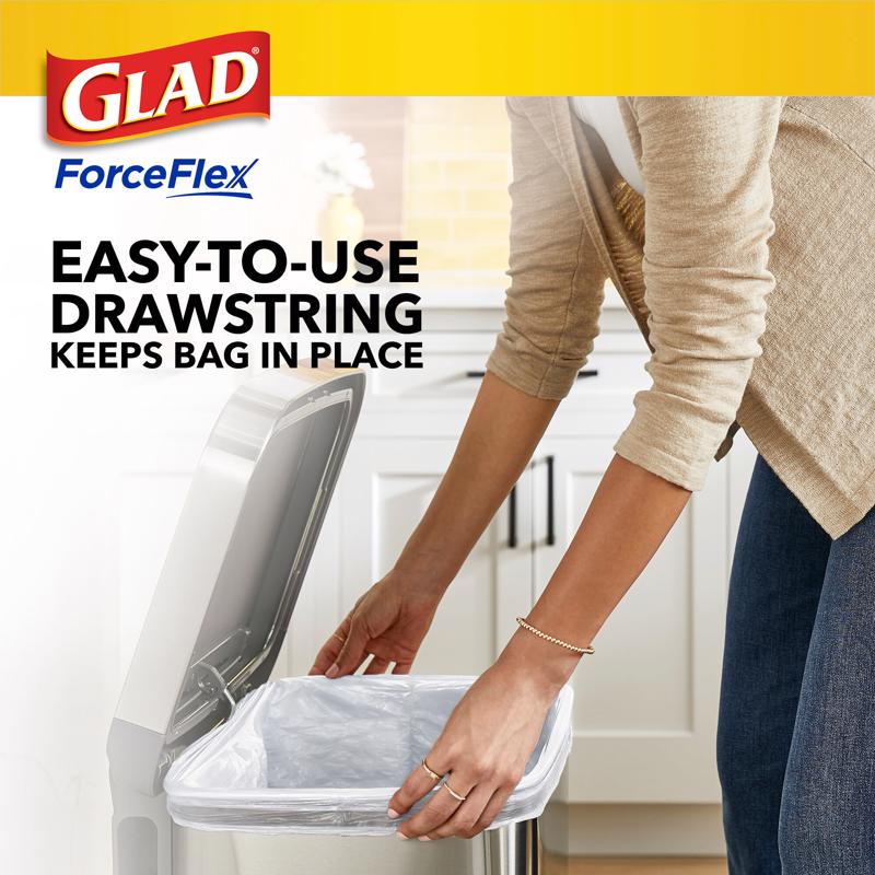 Glad Force Flex 13 gal Kitchen Trash Bags Drawstring 40 pk 0.72 mil