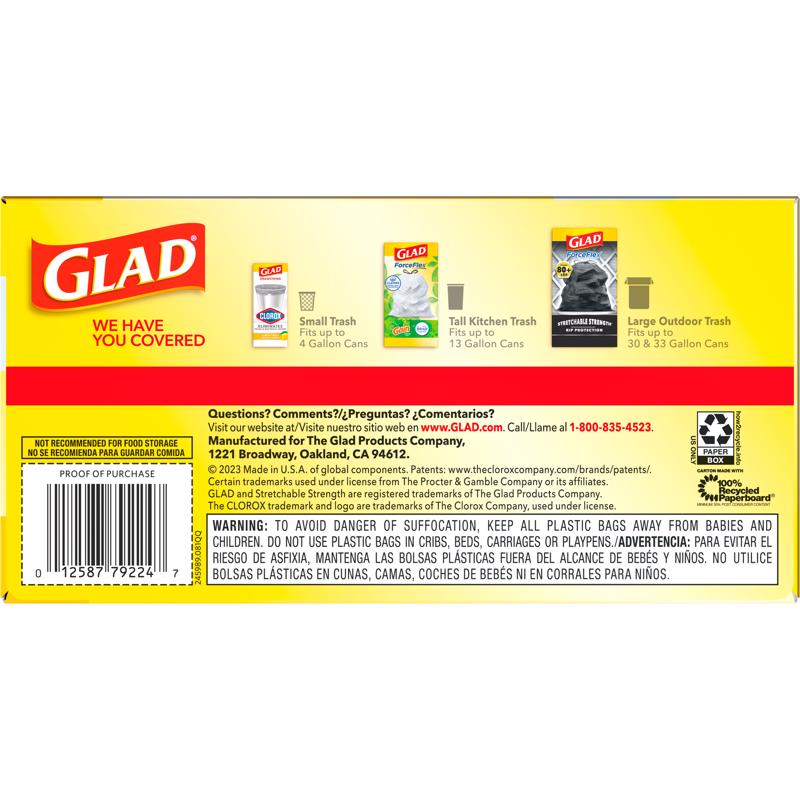 Glad Force Flex 13 gal Kitchen Trash Bags Drawstring 40 pk 0.72 mil