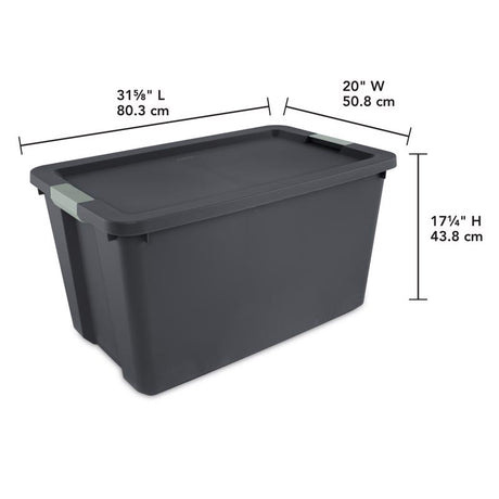 Sterilite 34 gal Gray Storage Tote w/Latching Lid 17.25 in. H X 31.62 in. W X 20 in. D Stackable