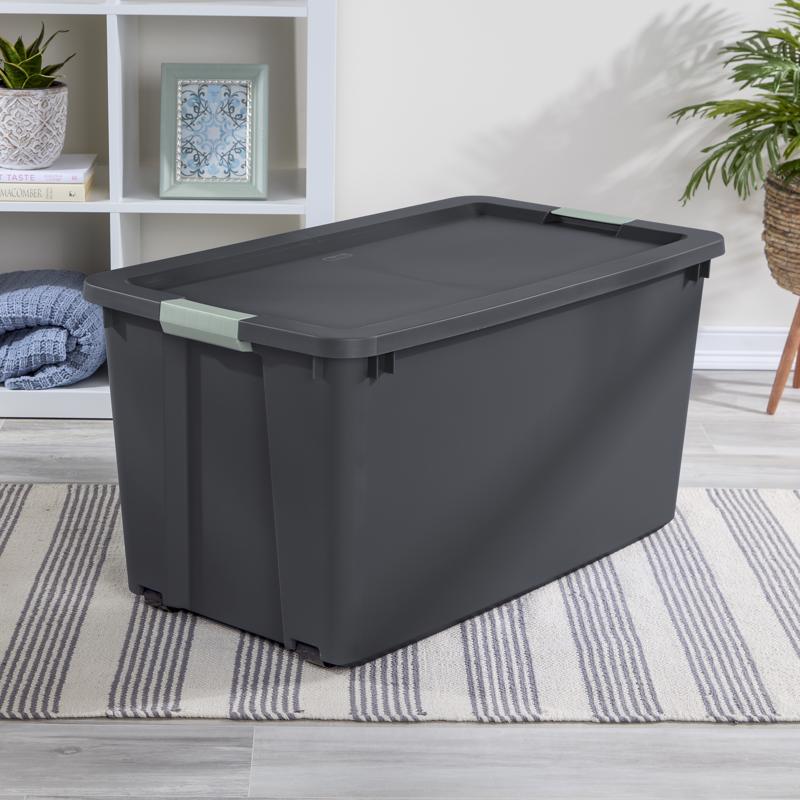 Sterilite 45 gal Gray Storage Tote w/Wheels 18.62 in. H X 36.12 in. W X 21 in. D Stackable