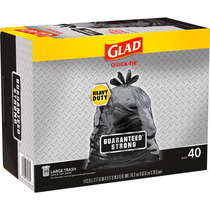 Glad 30 gal Trash Bags Quick Tie 1 pk