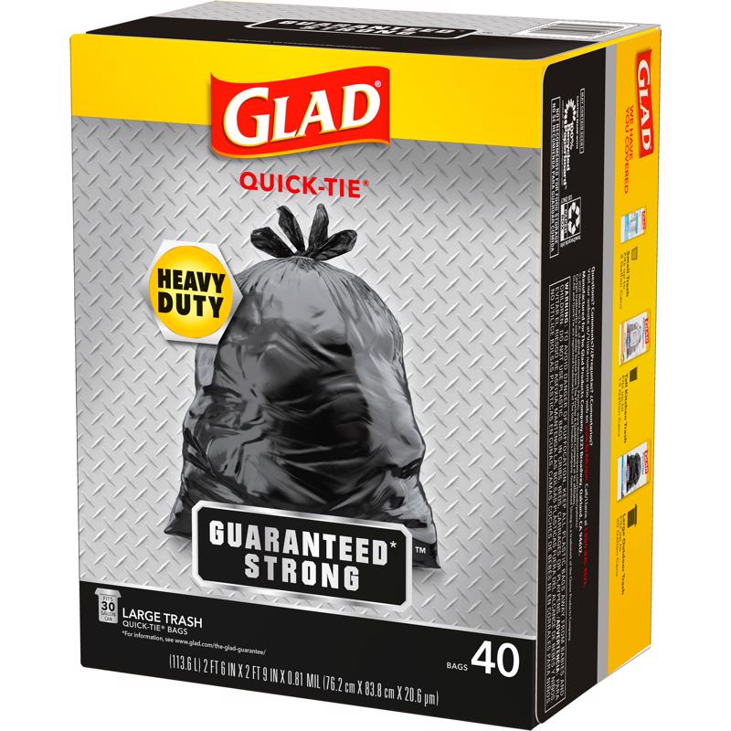 Glad 30 gal Trash Bags Quick Tie 1 pk