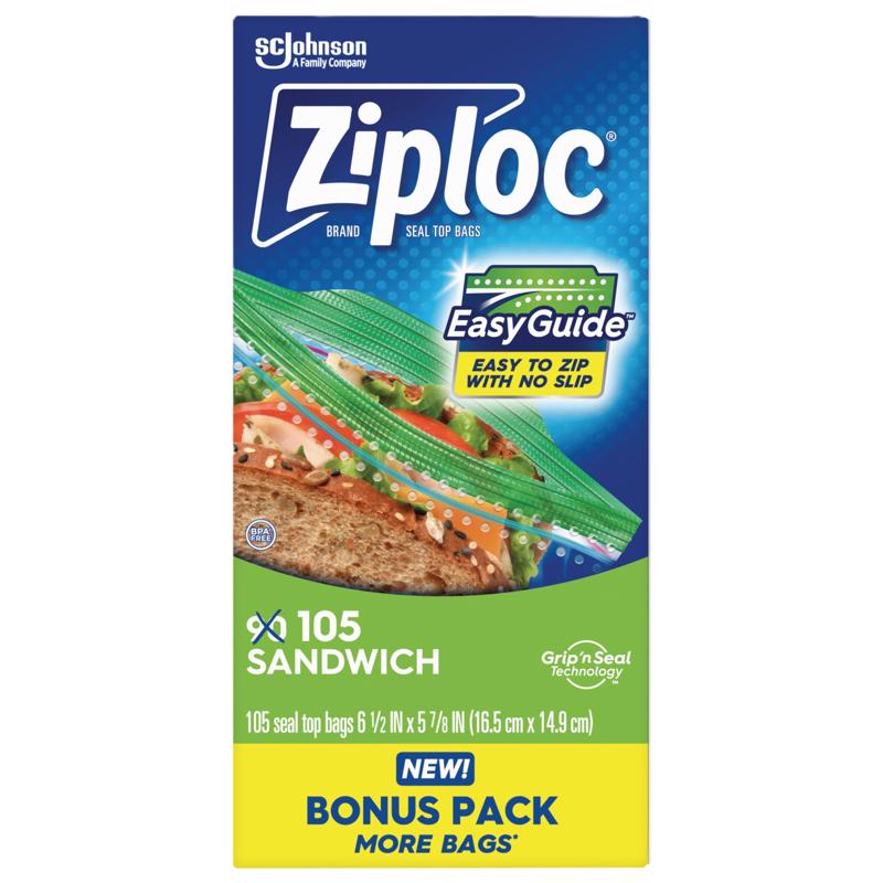 Ziploc Grip 'n Seal Technology Clear Sandwich Bag 105 pk