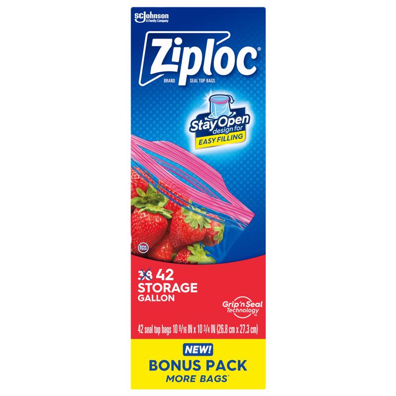 Ziploc Grip 'n Seal Technology 1 gal Clear Zipper Storage Bag 42 pk