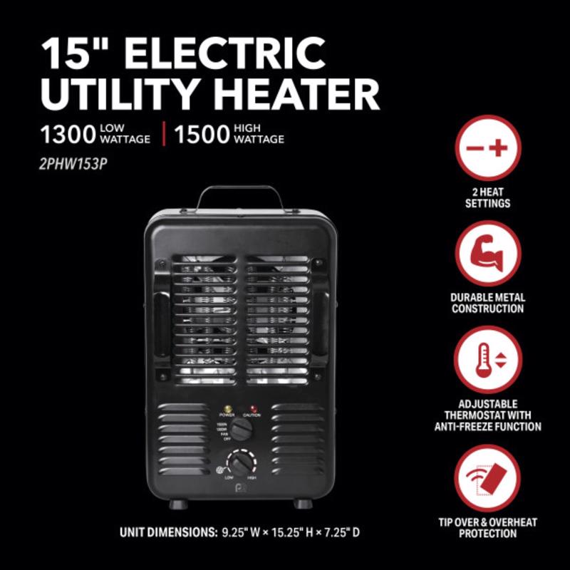 Perfect Aire 160 sq ft Electric Utility Milkhouse Heater 5120 BTU