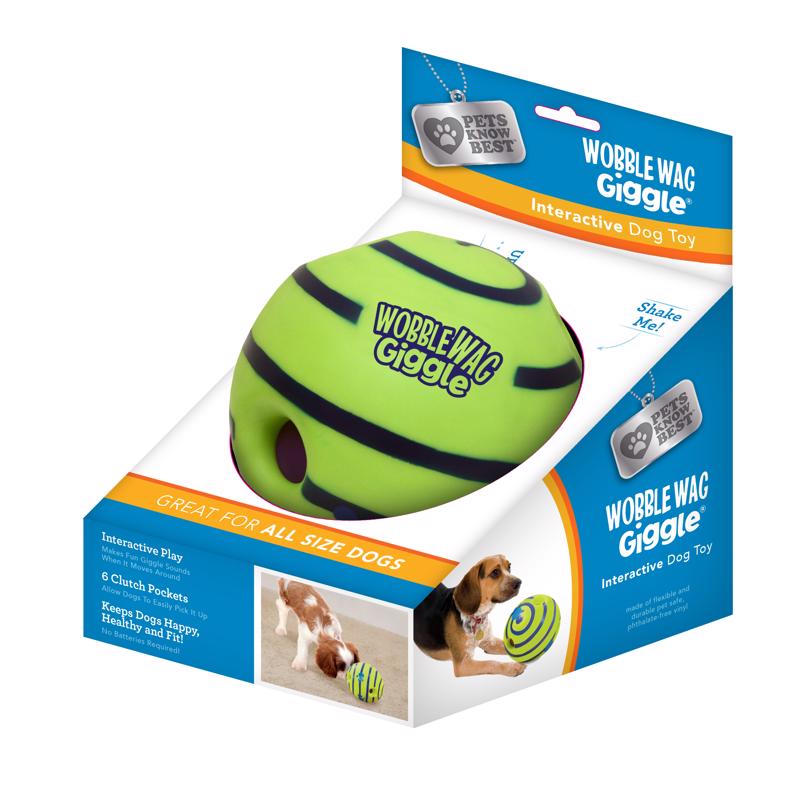 Pets Know Best Wobble Wag Giggle Ball Green Vinyl Ball Dog Toy 1 pk