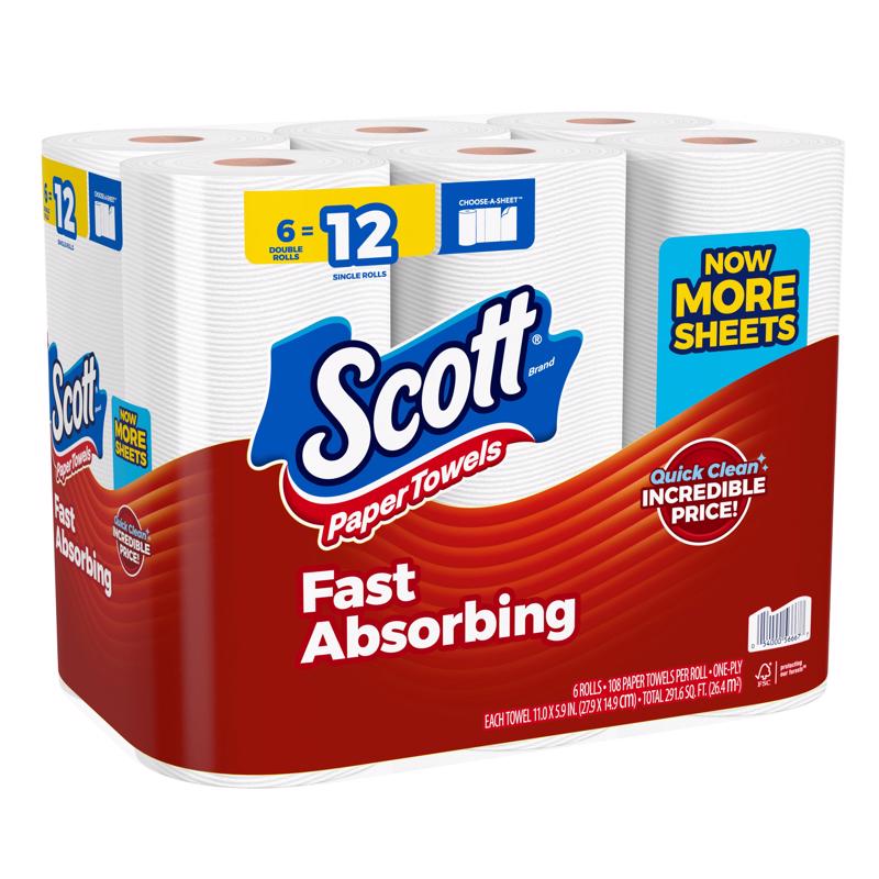 Scott Paper Towels 108 sheet 1 ply 6 pk
