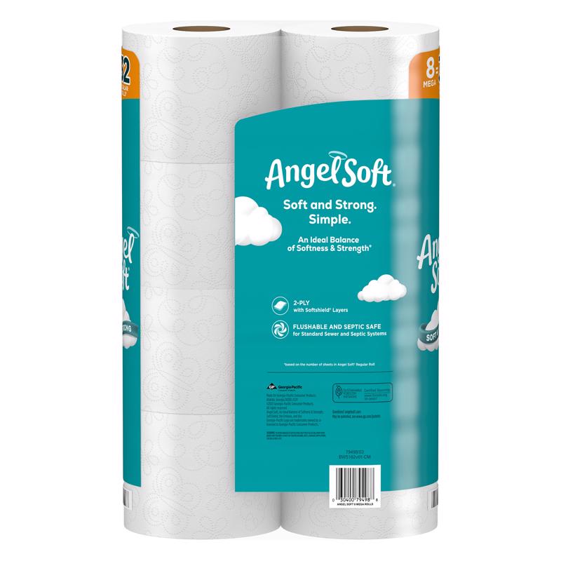 Angel Soft Toilet Paper 8 Rolls 320 sheet 4 in.