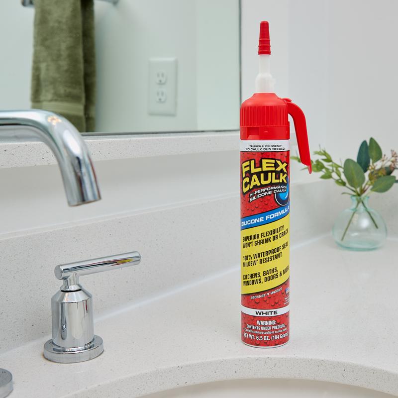 Flex Seal Family of Products Flex Caulk White Silicone All Purpose Caulk Sealant 6.5 oz