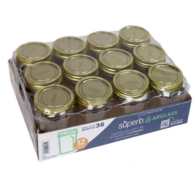 Superb Arglass Wide Mouth Canning Jar 16 oz 12 pk
