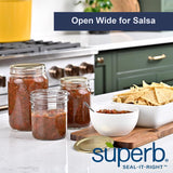 Superb Arglass Wide Mouth Canning Jar 16 oz 12 pk