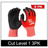 Milwaukee Cut Level 1 Unisex Indoor/Outdoor Gloves Red XL 3 pair