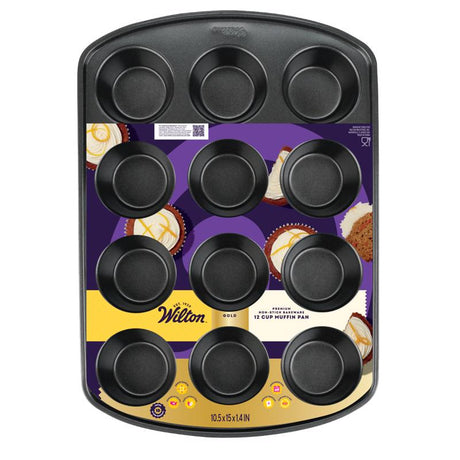 Wilton Gold 15 in. W X 11 in. L Muffin Pan Black 1 pc
