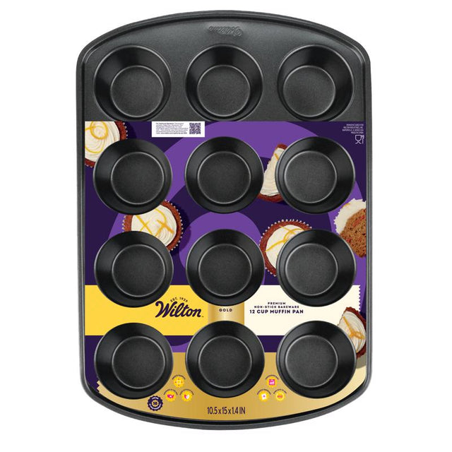 Wilton Gold 15 in. W X 11 in. L Muffin Pan Black 1 pc