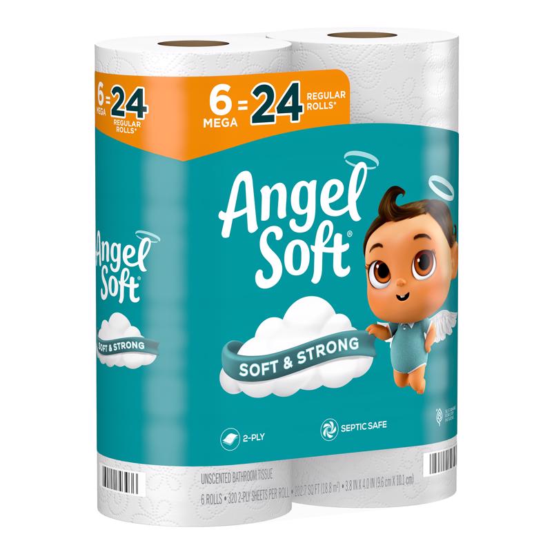 Angel Soft Toilet Paper 6 Rolls 320 sheet 1280 in.
