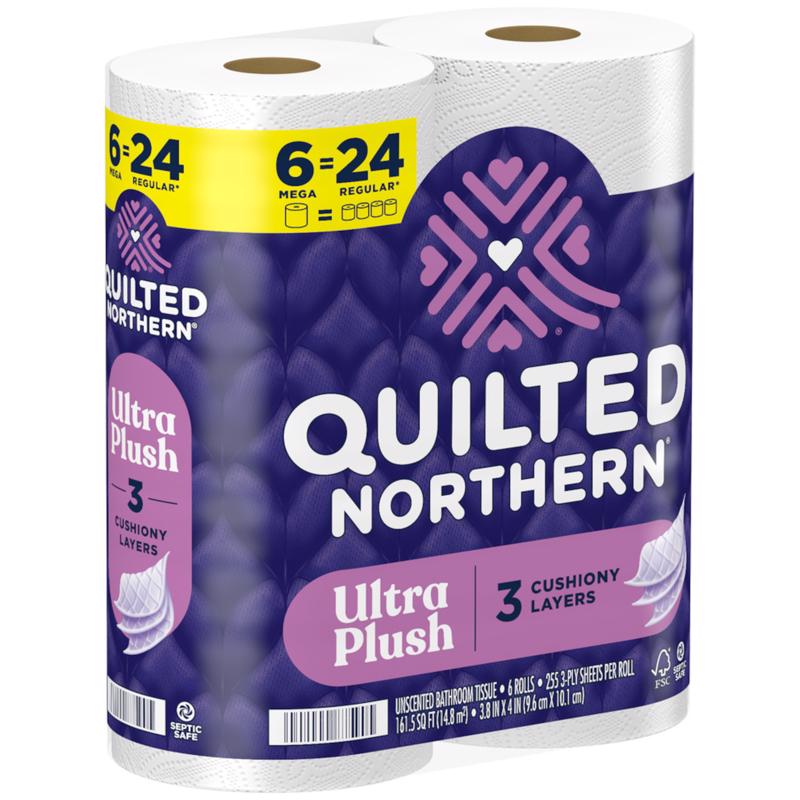 Quilted Northern Ultra Plush Toilet Paper 6 Rolls 255 sheet 1020 in.
