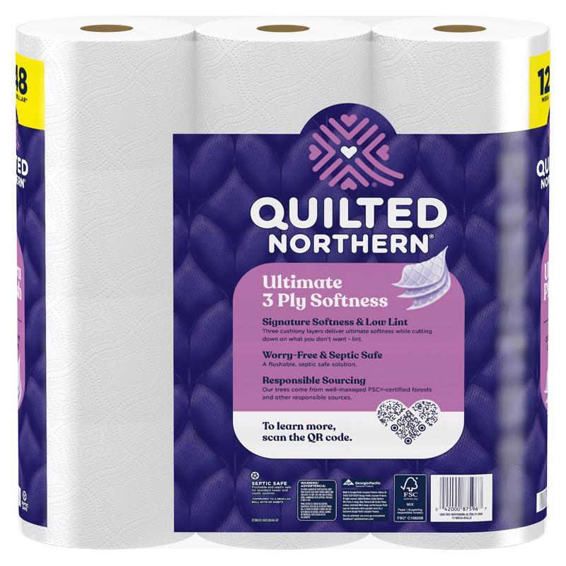 Quilted Northern Ultra Plush Toilet Paper 12 Rolls 255 sheet 1020 in.
