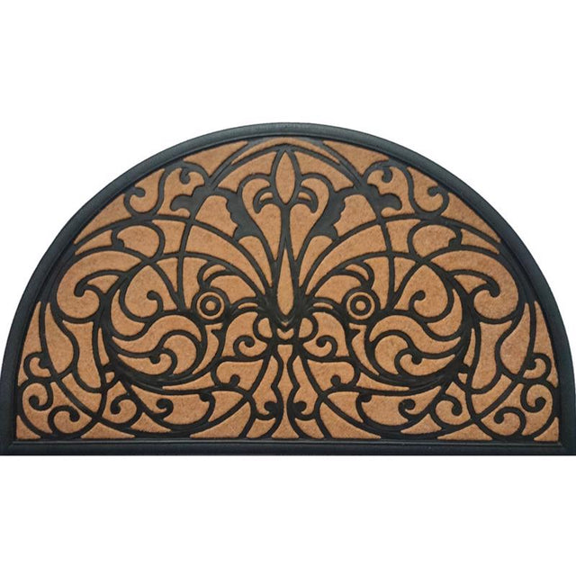Direct Home Textiles Goup 18 in. W X 30 in. L Black/Brown Half Circle Rubber Door Mat
