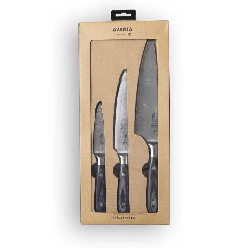 Messermeister Avanta Damascus n/a in. L Steel Knife Set 3 pc