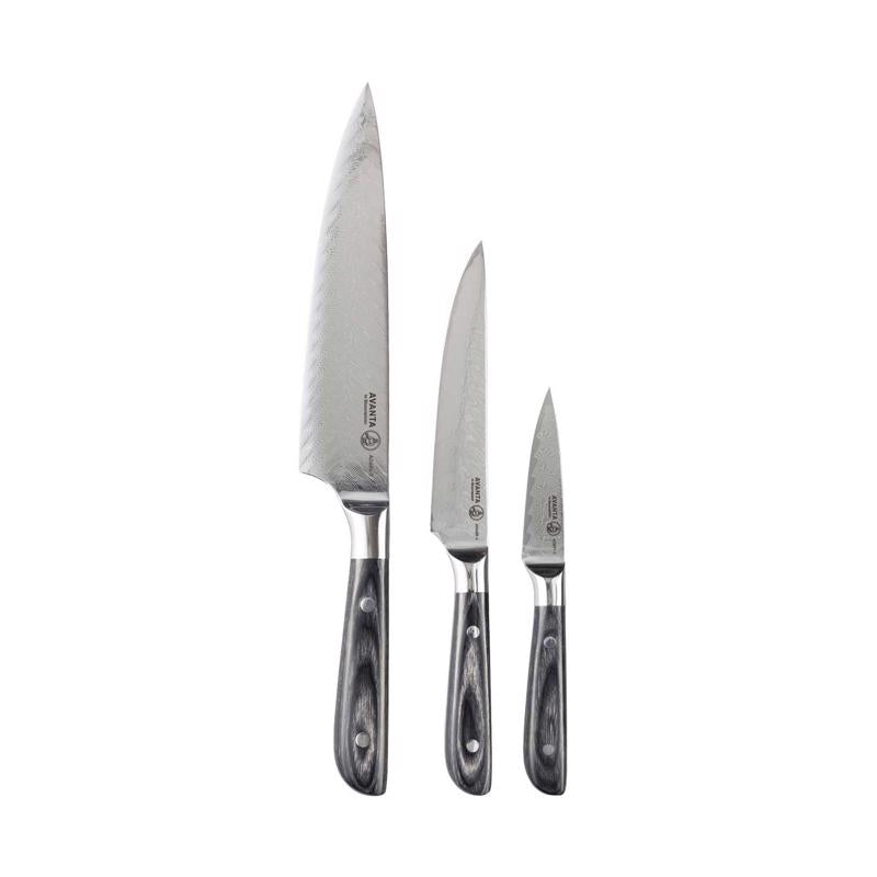 Messermeister Avanta Damascus n/a in. L Steel Knife Set 3 pc