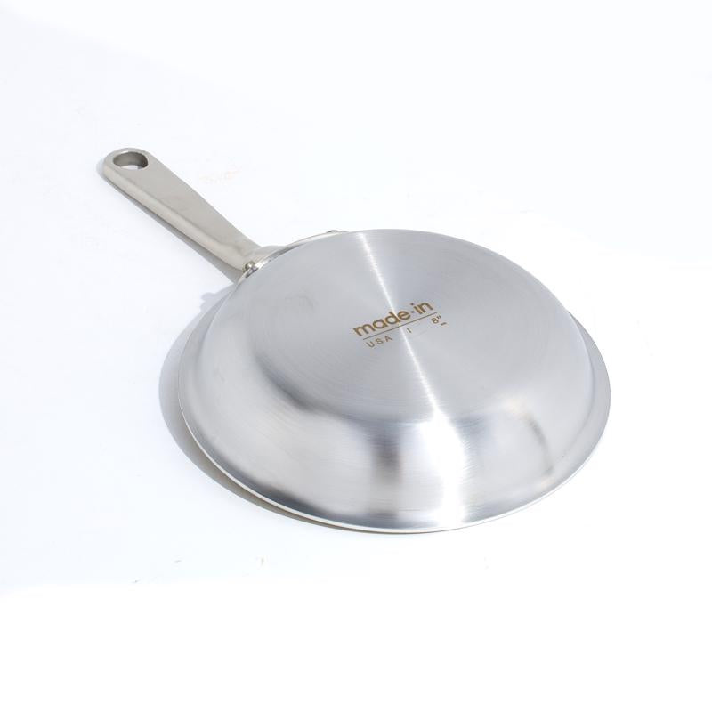 Made In Cookware Ceramic/Stainless Steel Fry Pan 8 in. Silver/White