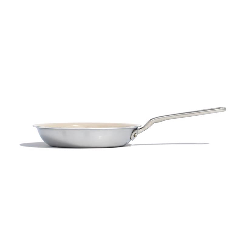 Made In Cookware Ceramic/Stainless Steel Fry Pan 8 in. Silver/White