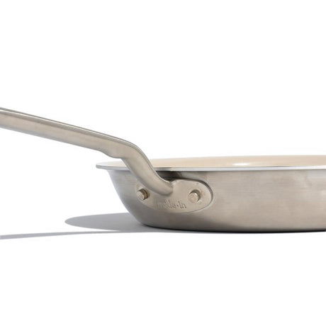 Made In Cookware Ceramic/Stainless Steel Fry Pan 10 in. Silver/White