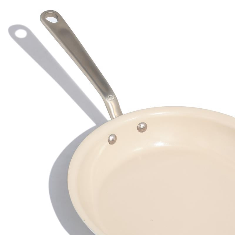 Made In Cookware Ceramic/Stainless Steel Fry Pan 10 in. Silver/White