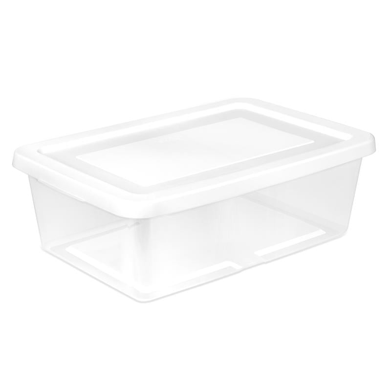 Sterilite 12 qt Clear/White Storage Box 5.375 in. H X 11.25 in. W X 16.5 in. D Stackable