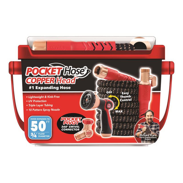 Pocket Hose Copper Head 50 ft. L Medium Duty Expandable Flexible Garden Hose