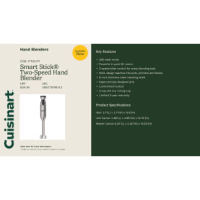 Cuisinart Smart Stick Silver 3 cups 2 speed Hand Food Mixer
