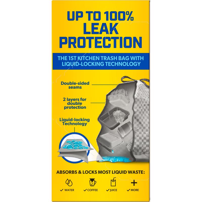 Glad LeakGuard 13 gal Fresh Kitchen Trash Bags Drawstring 34 pk