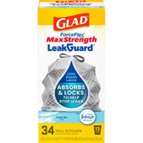 Glad LeakGuard 13 gal Fresh Kitchen Trash Bags Drawstring 34 pk