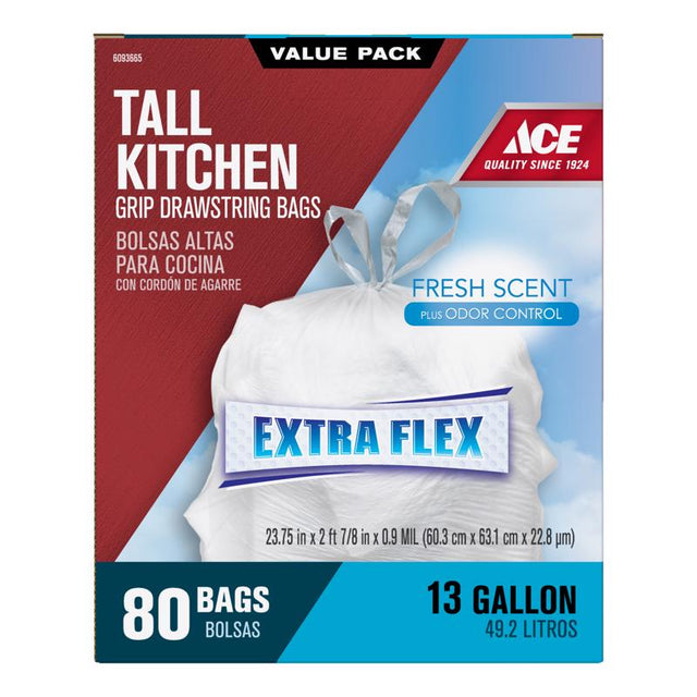 Ace 13 gal Fresh Kitchen Trash Bags Drawstring 80 pk