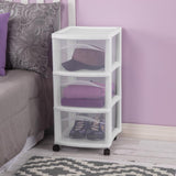Sterilite 3 drawer White Drawer Cart 24.5 in. H X 12.625 in. W X 14.625 in. D