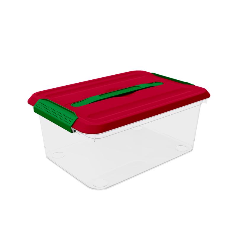 Curver Holiday 14.5 qt Clear/Red Latching Storage Box 7 in. H X 15.9 in. W X 11.2 in. D
