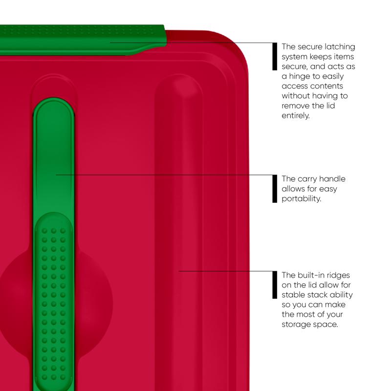 Curver Holiday 14.5 qt Clear/Red Latching Storage Box 7 in. H X 15.9 in. W X 11.2 in. D