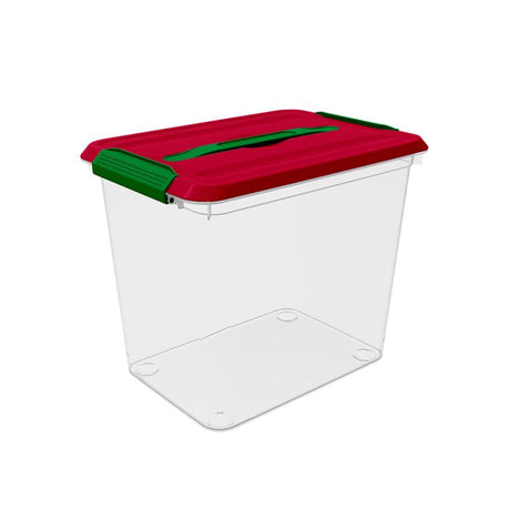 Curver Holiday 26 qt Clear/Red Latching Storage Box