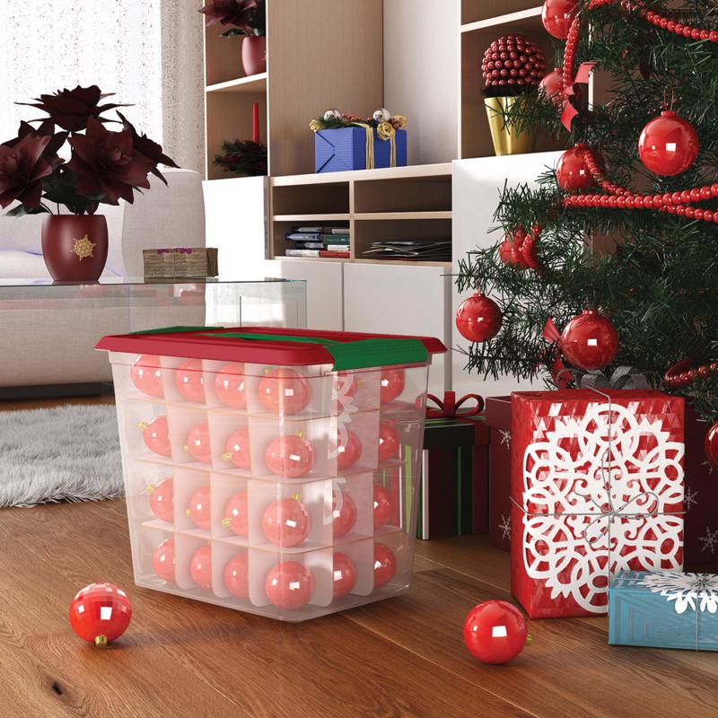 Curver Holiday 26 qt Clear/Red Latching Storage Box