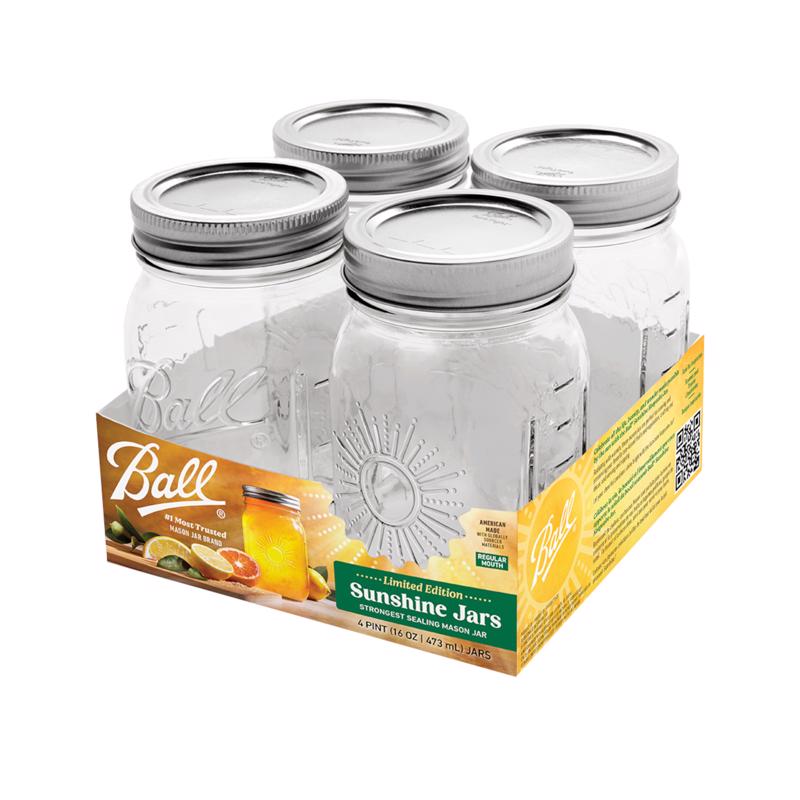 Ball Sunshine Regular Mouth Mason Jar 16 oz 4 pk